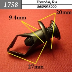 1758 Автокрепеж для Acura, Honda, Hyundai, Kia